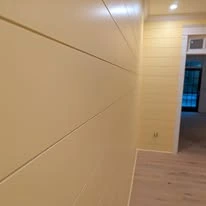 Interior room with painted walls, white trim, and plank flooring