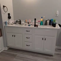 Kitchen cabinetry, cabinet panels, and interior finish details