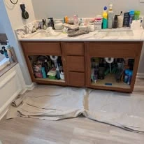 Kitchen cabinetry, cabinet panels, and interior finish details