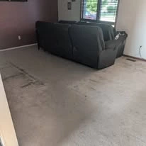 Interior floor project, including existing surfaces and wood-look plank flooring